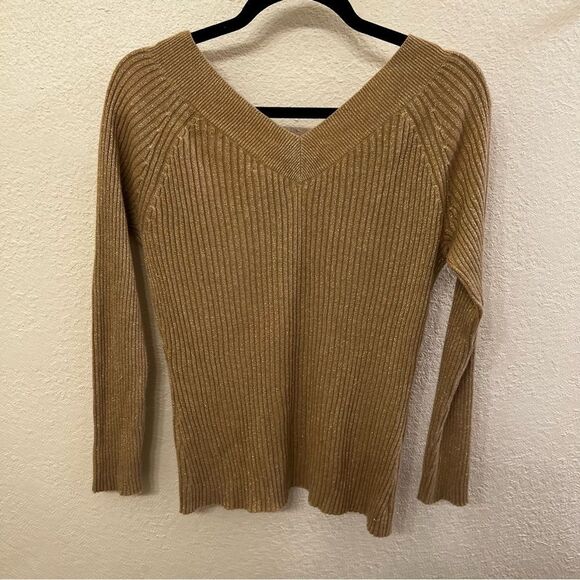 New York & Company Metallic Tan Sweater - Picture 3 of 4